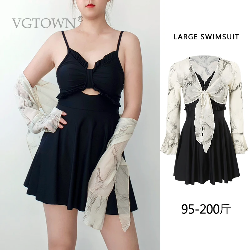 2026 New 2PCS Plus Size L-8XL Swimsuit Women One-Piece Simple Sexy Dress Hot Spring Swimwear Vacation Fashion Swimming Suit