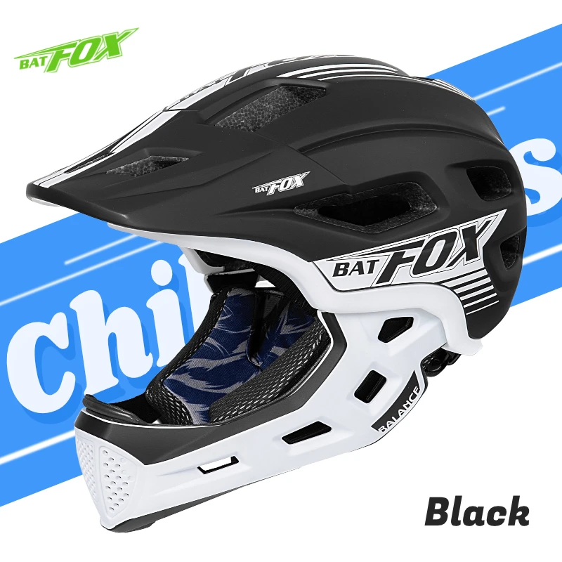 BATFOX Casco da bici per bambini Full Face staccabile Bambino Ciclismo Bicicletta Sport Ginocchiere Set cappello di sicurezza Caschi da pattinaggio per skateboard