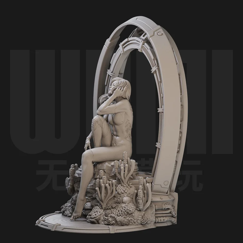 Figurine en résine Cyberpunk AI Gk, Micro Miniature imprimée en 3d, modèle blanc, jouet, Kit non assemblé et non peint, 1/24