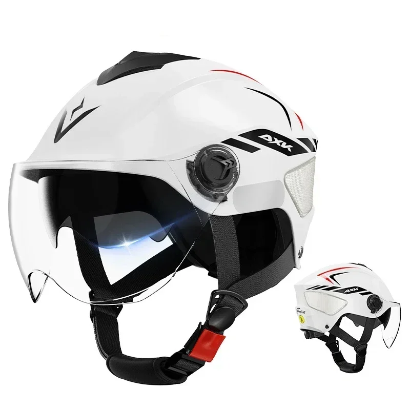 Unisex Motorcycle Half Helmet Riding Gear For Men And Women Bicycle Safety Helmet Cartoon Electric Goggles Four Seasons Helmet