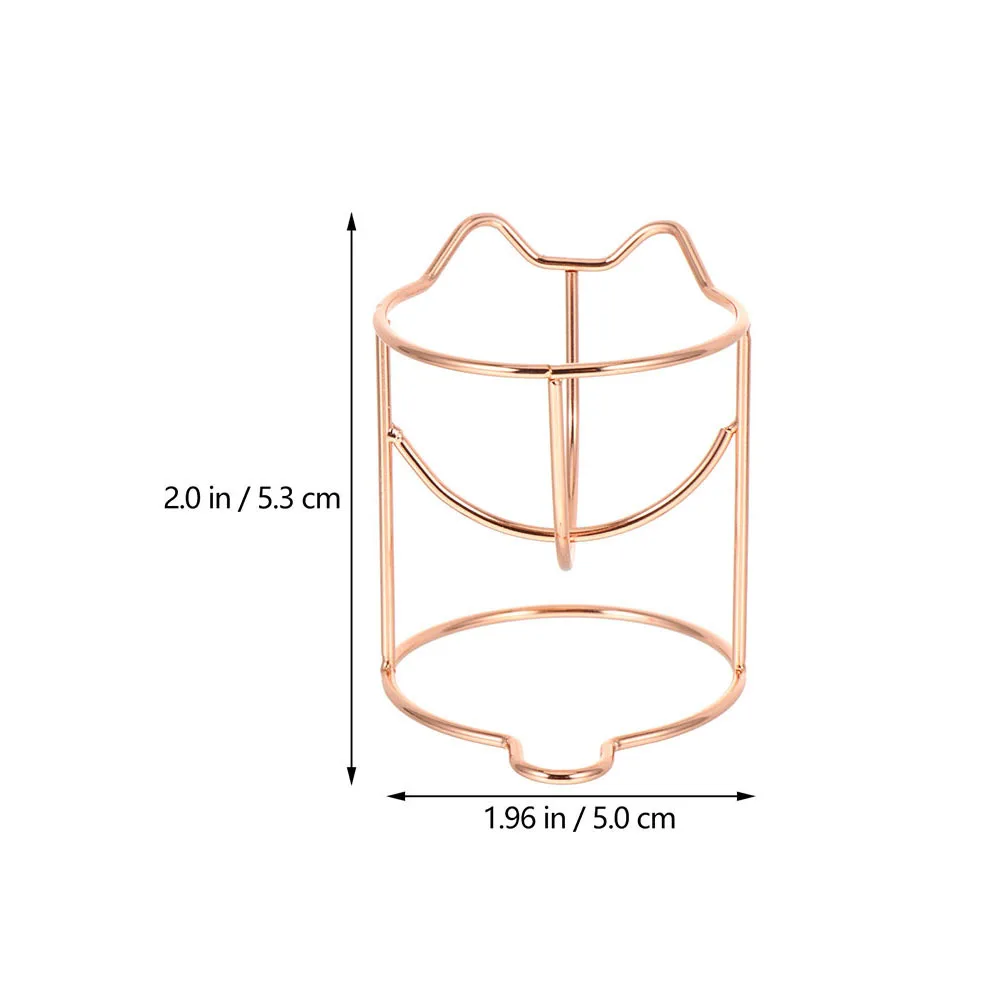 Roosgouden make-up spons houder, metalen kattenvormige droogstandaard voor puff-opslag, display en organizer