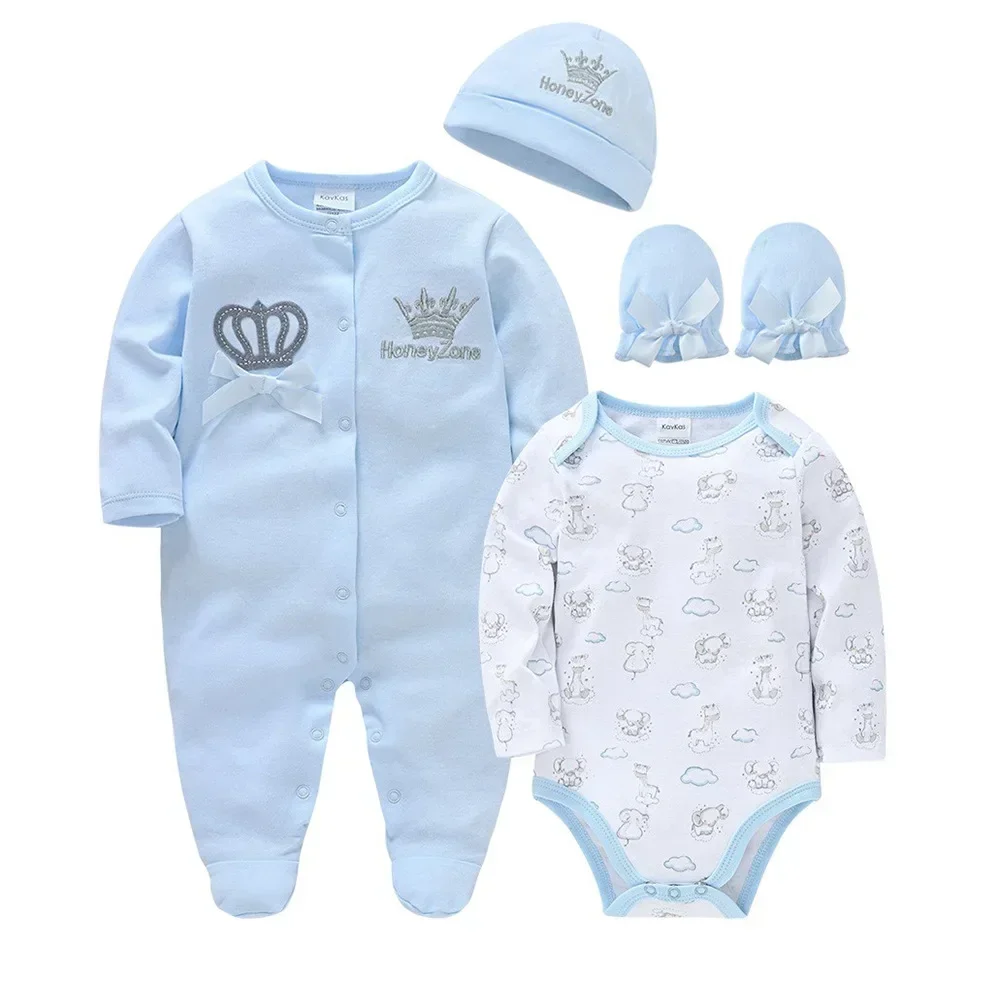 100% Cotton Newborn Autumn & Winter Long-sleeved Rompers Set 0-12M Baby Clothes Set Bodysuits One-Pieces Winter Baby Clothes