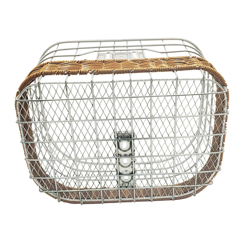 Bicycle Basket with Rattan Woven Front Basket Electric Folding Bicycle Large Capacity Storage Basket Bike Basket