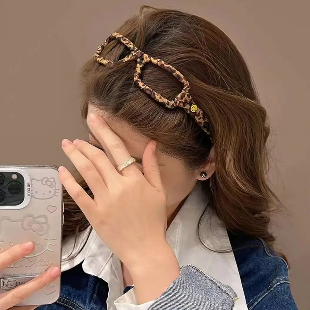 BYL Koreanischer Stil, High-End-Haarband mit Leopardenmuster, Brille, modischer Pony, vielseitige Stirnbänder, Haarschmuck für Frauen und Mädchen