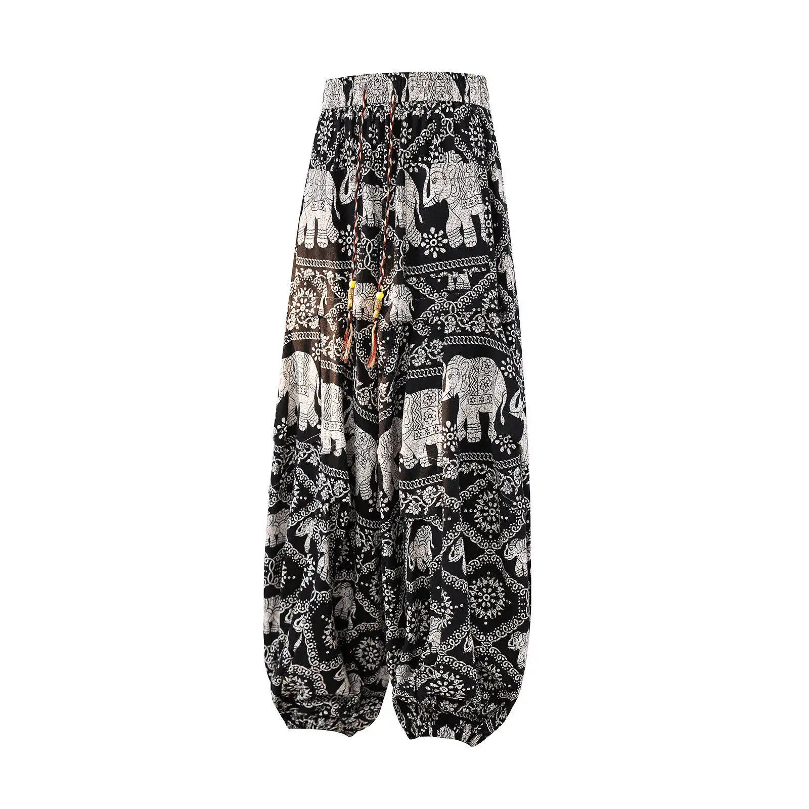 Men's Nepali Harem Pants Plus Size Cotton Loose Fit Printed Summer Yoga Aladdin Trousers Beach Boho Pants Hippie Streetwear