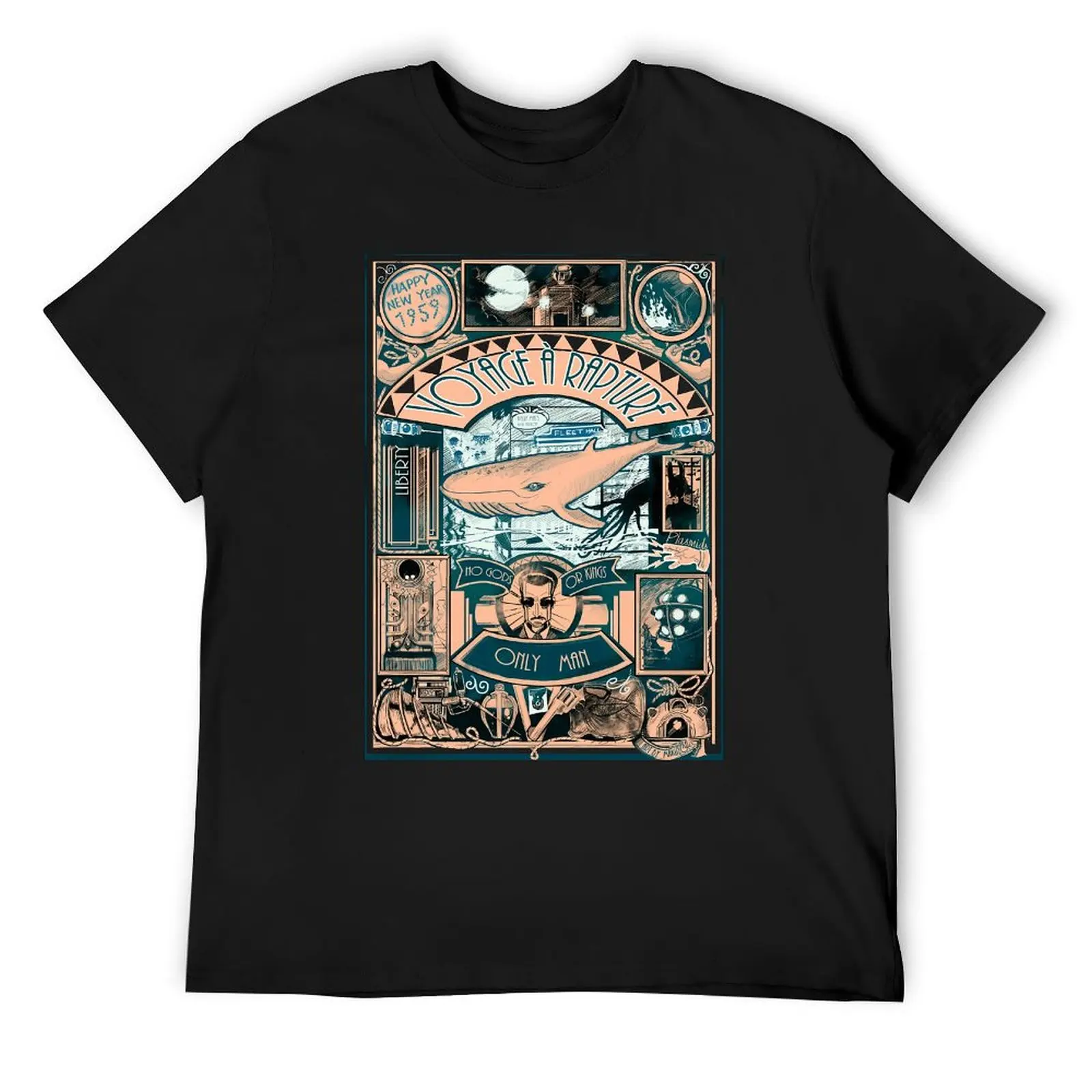 Crewneck BIOSHOCK JULES VERNE STYLE Classic T-shirt  Campaign Tshirt Graphic Funny Vintag Aactivity Competition USA Size