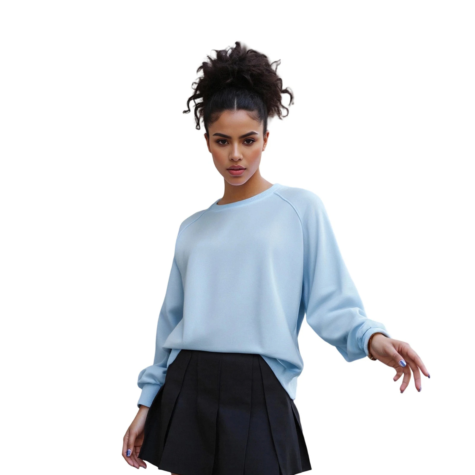 

Женский осенний свободный пуловер, однотонный свитшот с круглым вырезом и длинными рукавами, повседневные топы