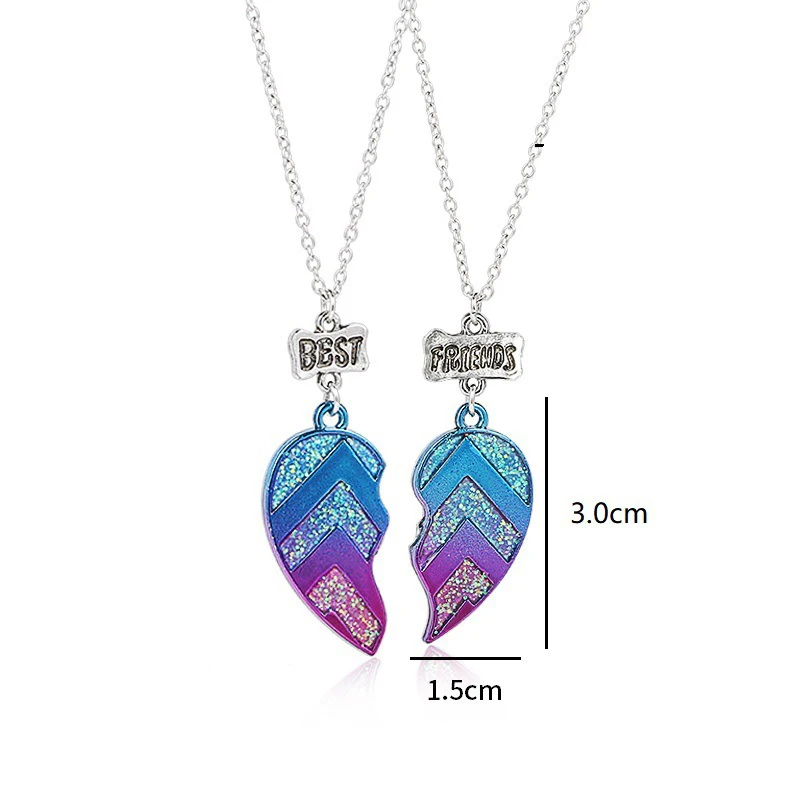 Pretty Heart Shape Purple Blue Girl Friendship Trend Friends Pendant  [2 Pieces] Children's Day  Color Necklace Jewelry