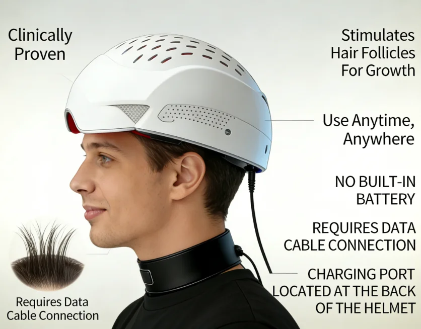 COZING-C300 Hair Regrowth Helmet 4-Zone Independent Control Red Light Therapy Cap for Front/Crown Receding Hairline Thinning