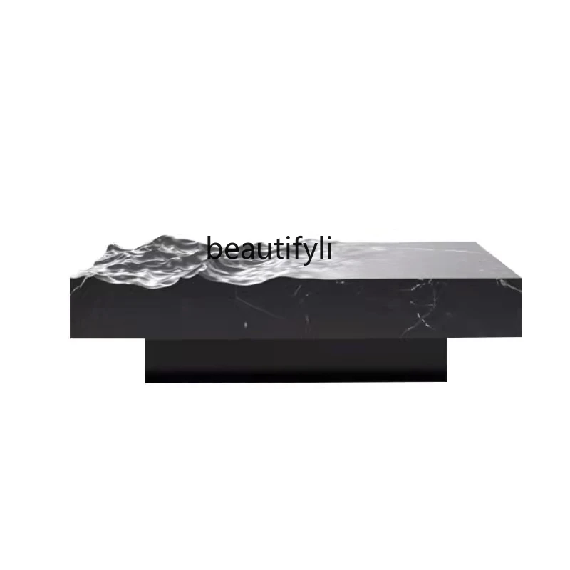 

Creative personality art postmodern zen coffee table imitation marble water ripple tea table water cube square