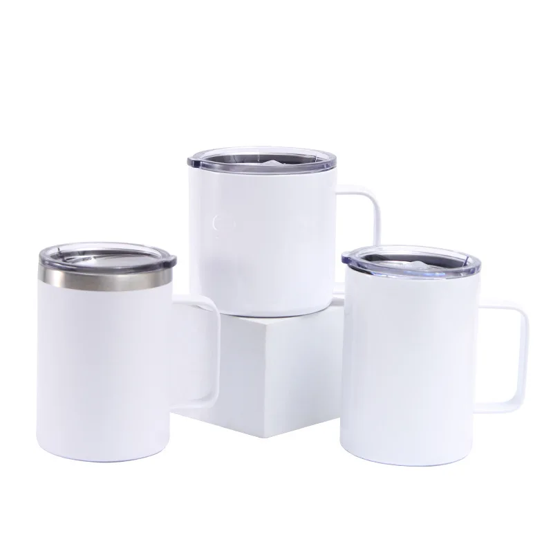 Sublimazione Blanks Tumbler tazze da caffè tazza da latte con coperchio a maniglia bottiglia d\'acqua in acciaio inossidabile a doppia parete tazza