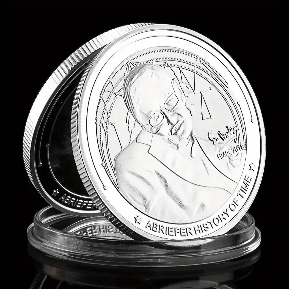 Stephen Hawking The Famous British Physicist and King of The Universe Collectible Silvery Plated Souvenir Commemorative Coin