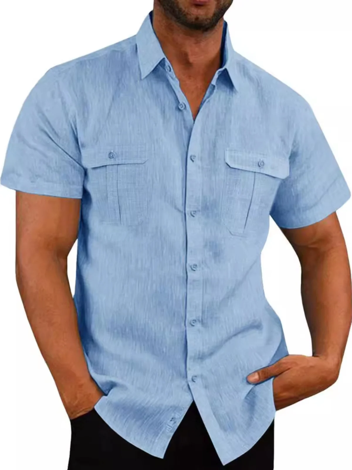 

Men's Casual ort Sve irt Loose Fit Regular Thin Summer Faion ort Sved irt M Model Clothing