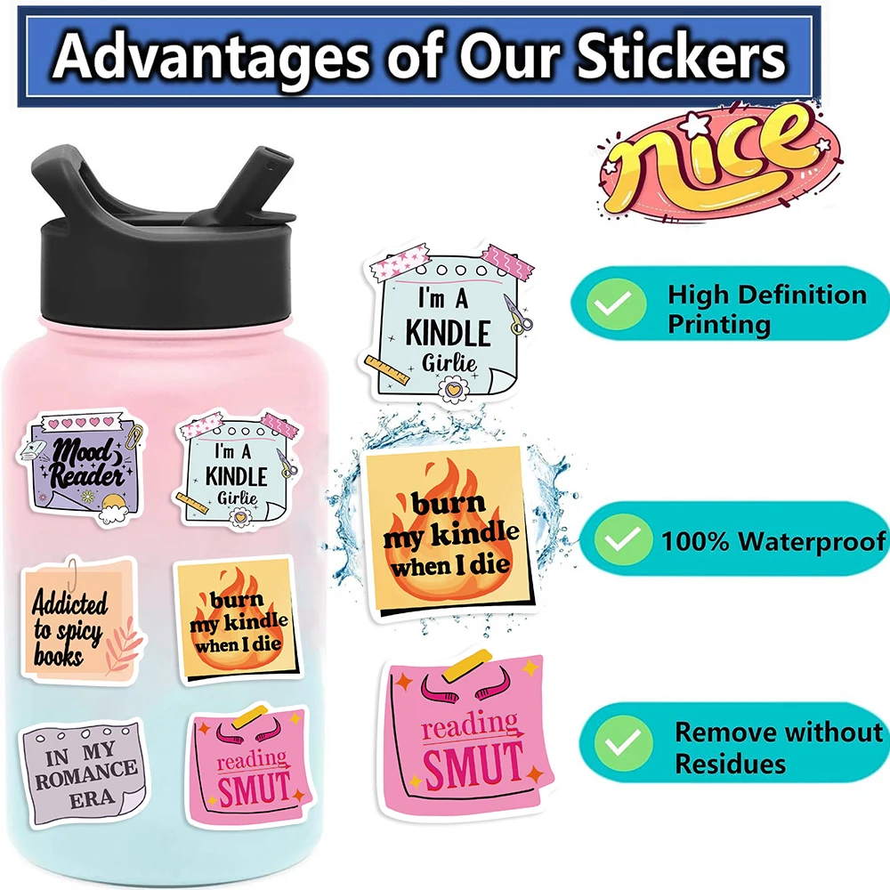50PCS Bookish Sticky Note Scrapbook Stickers Diary Laptop Luggage Skateboard Graffiti Decal Fun Stylish Classic Toys