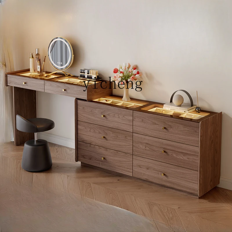 TQH style dresser chest cabinet integrated small apartment retractable dressing table bedroom solid wood advanced