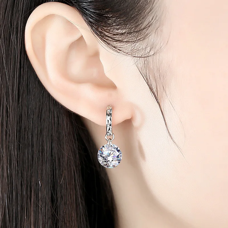 Fanqieliu Real 925 Sterling Silver New Woman\'s Crystal Jewelry CZ Zircon Drop Earrings FQL23586