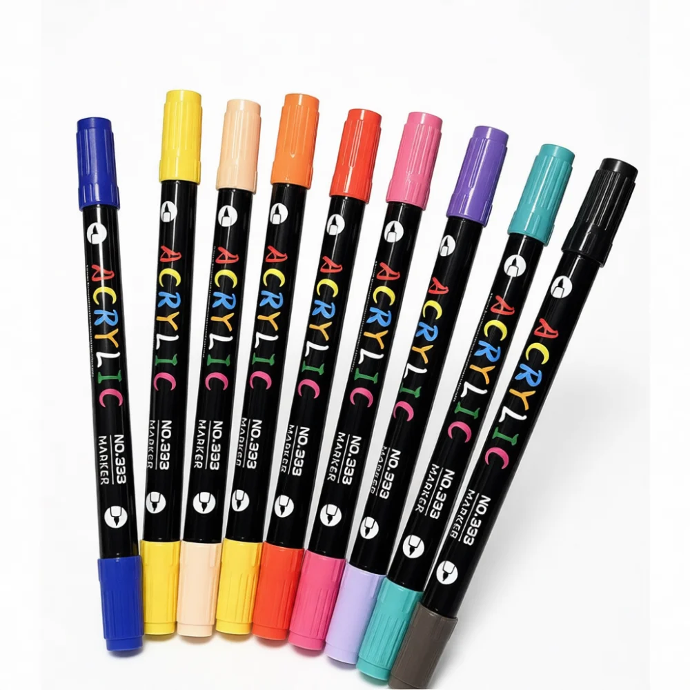 Dual Tip Acrylic Paint Pens Water Based Art Markers For Fabric Canvas Shoes Crafting Waterproof Professional Stationery Supplies