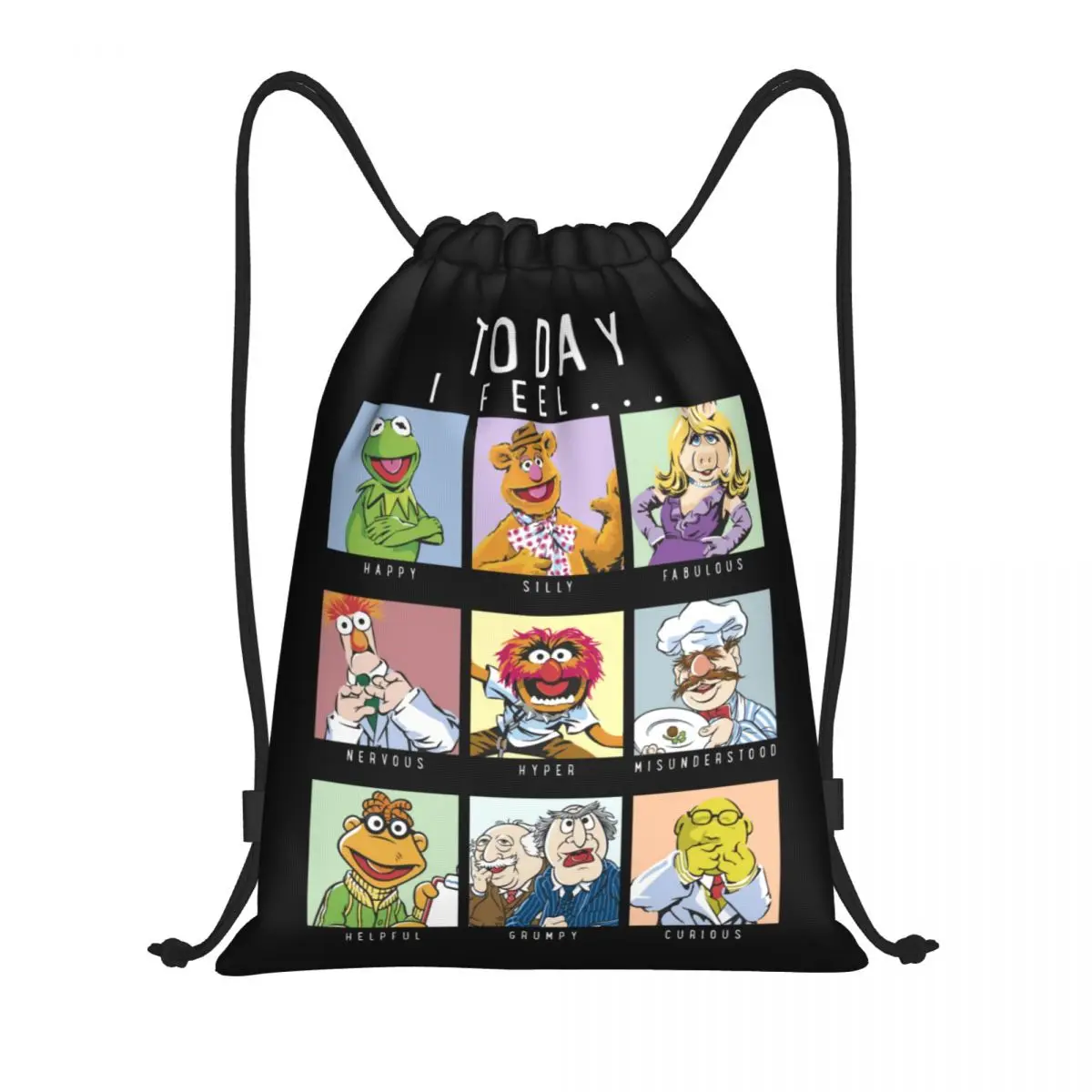 Custom Muppets Mood Chart Drawstring Backpack Sports Gym Bag for Women Men Anime Cartoon Training Sackpack