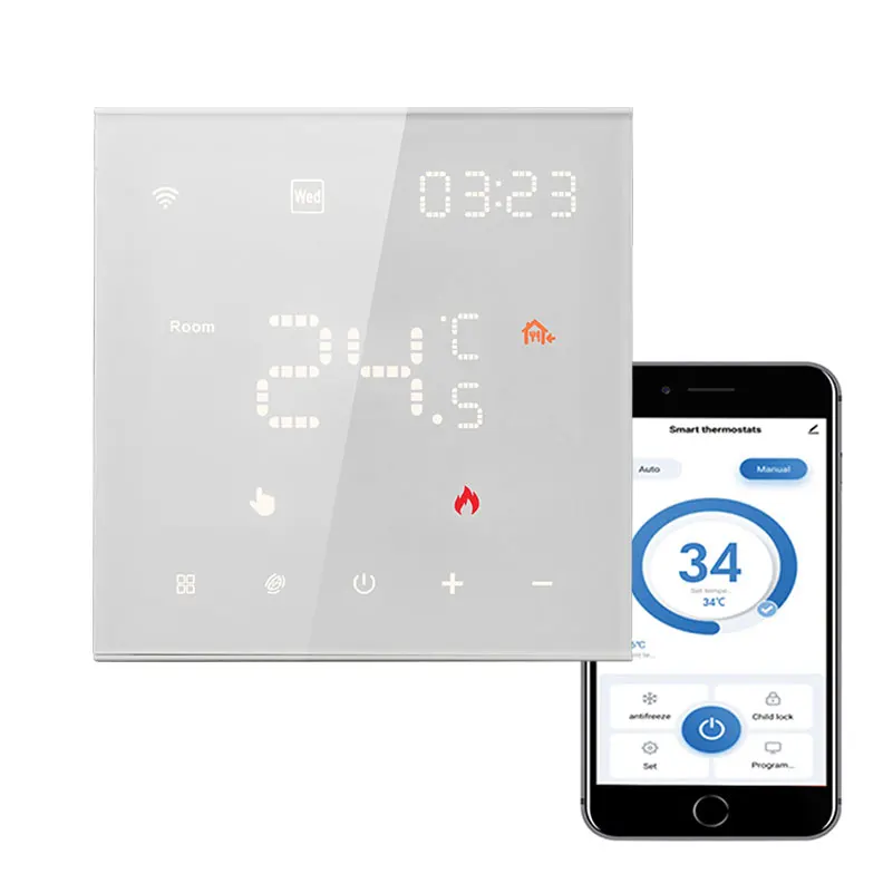 Qiumi Smart WiFi Termostato, Controlador De Temperatura para Aquecimento De Chão De Água Caldeira A Gás Elétrica De Água