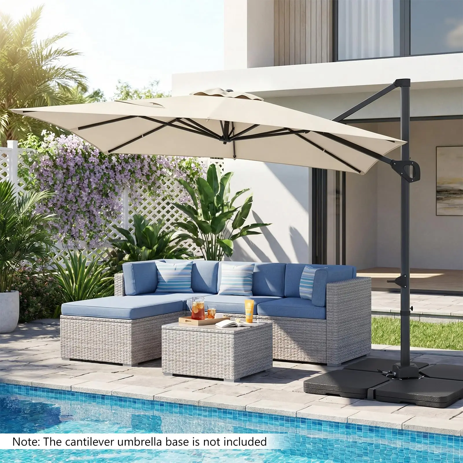 11 x 9 FT Patio Umbrella, Large Offset Cantilever Outdoor Umbrella with Aluminum Pole, 360 Degree Rotation, Tilt