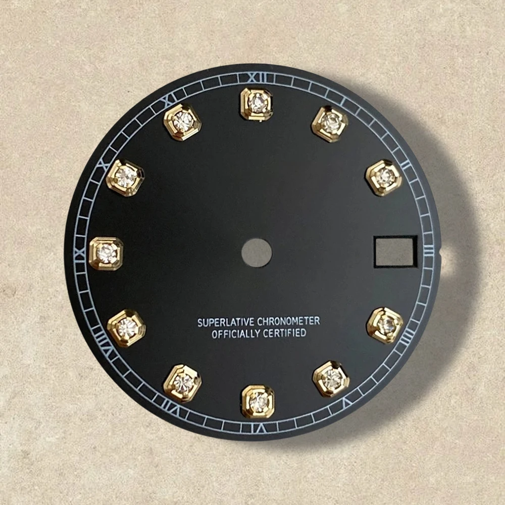 28.5mm S Logo Diamond NH35 Dial Suitable for NH35/NH36 Movement Watch Modification Accessories High Quality NH35 Accessories ﻿