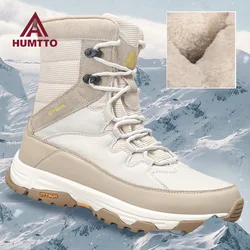 HUMTTO Outdoor high top Hiking shoes with fur Trainers Winter Men Snow Boots waterproof Camping Hunting sneakers Cold Resistant