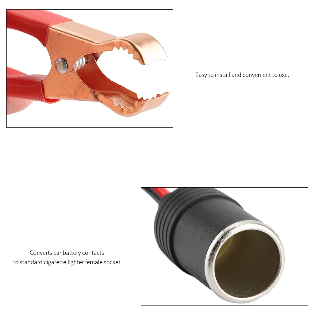 Car Cigarette Lighter Female Socket Adapter to Battery Clip Clamp Cable Cigarette Lighter Socket Adapter to Clip