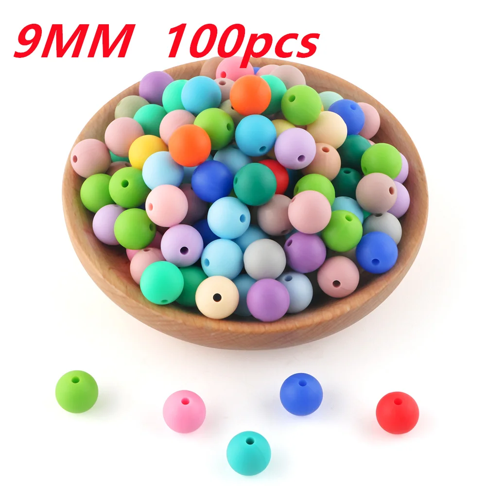 Kovict 100pcs Silicone Beads 9mm Round Pearl Beads For Jewelry Making DIY Bracelet Necklace Etc Handmade Products Accessories