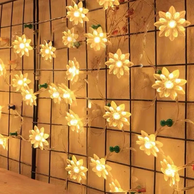 1.5/3/6/10m LED String Fairy Lights Crystal Cherry Blossom Flower Festoon Christmas Wedding Party Room Garland Decor battery