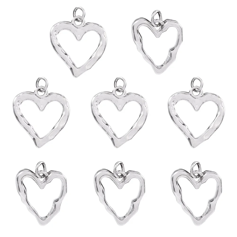 

8Pcs Rack Plating Brass Pendants Hollow Heart Love Charms Metal Alloy Pendant DIY Necklace Bracelet Earrings Gift Jewelry Making