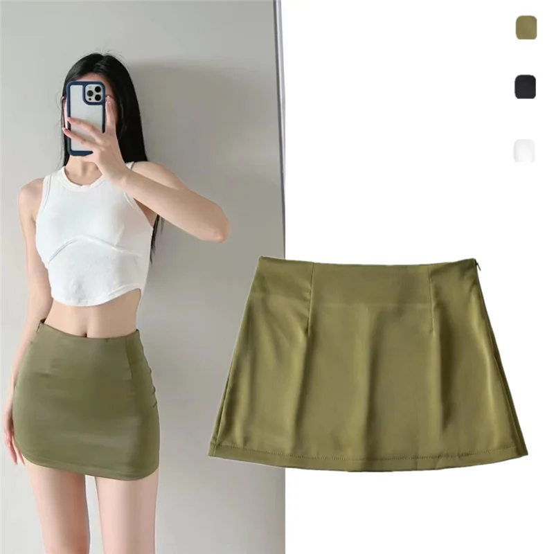 

High Waist Flattering Skirt Trendy Street Sle Pure Color Versatile f Body Skirt Anti-Light Leak Sexy Bodycon ort ...