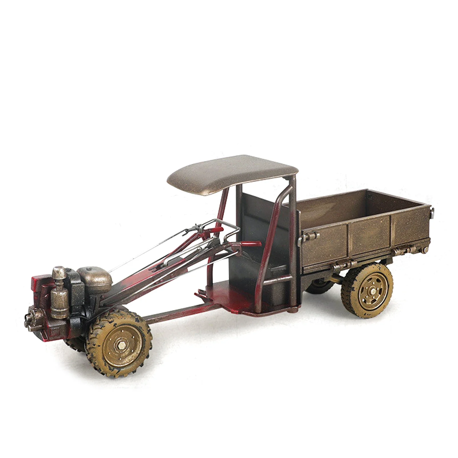 Retro hand tractor for KDW alloy model 1:16 rusted model flexible operation children's toy simulation car Nostalgic Series gifts