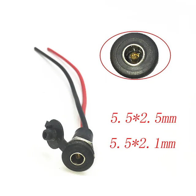 5,5 * 2,5 / 5,5 * 2,1 mm Elektryczna bateria litowa Połączenie rowerowe Port ładowania Zasilacz DC Głowica żeńska z kablem Gniazdo przewodowe
