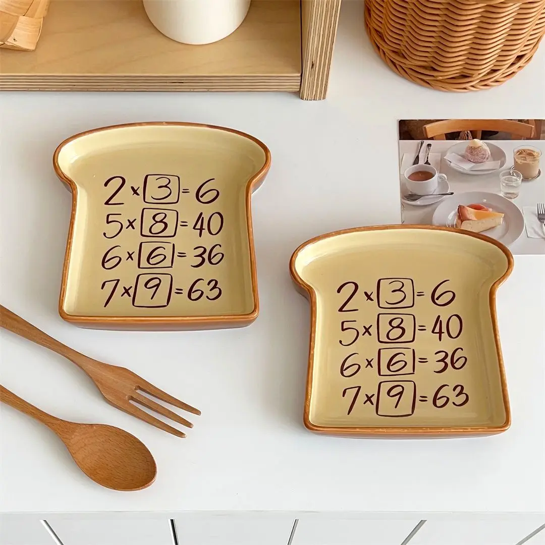 Cartoon Cute Memory Bread Shaped Plate Creative Flat Fruit Plate Bread Modeling Decorative Serving Tray