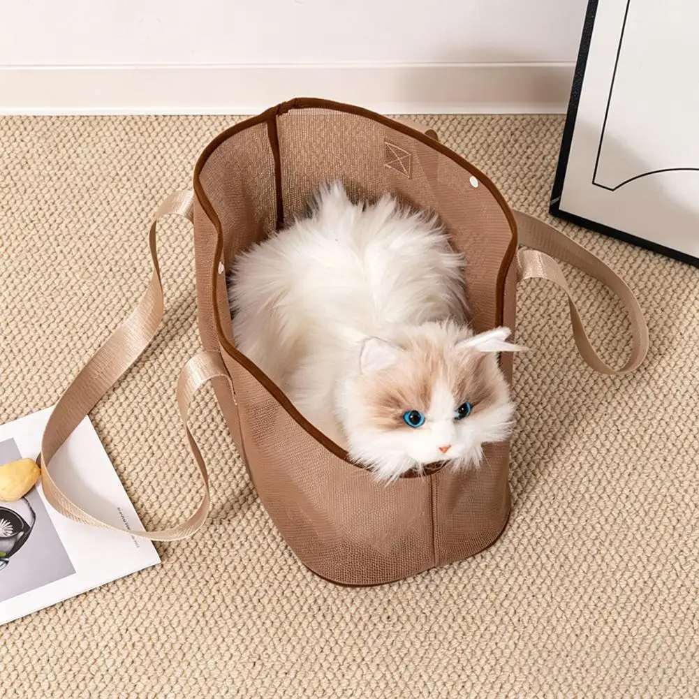 Versatile Pet Tote for Shopping Mesh Cat Carrier Tote Bag Breathable Pet Travel Carrier with Safety Clasp Ventilated for Vet