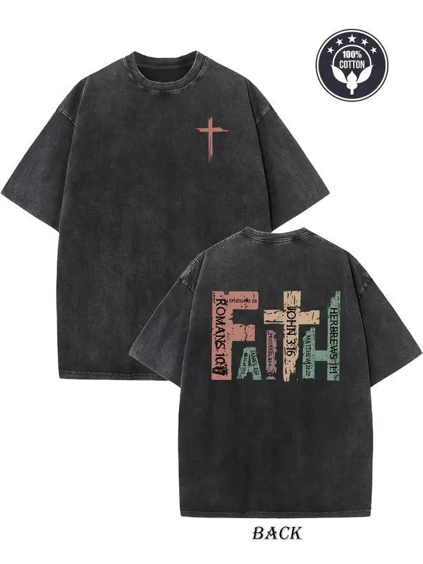 

Faith Retro Tshirt Man Woman High Quality Vintage T Shirt Cotton Short Sleeves Fashion T-shirt Soft Breathable Tops