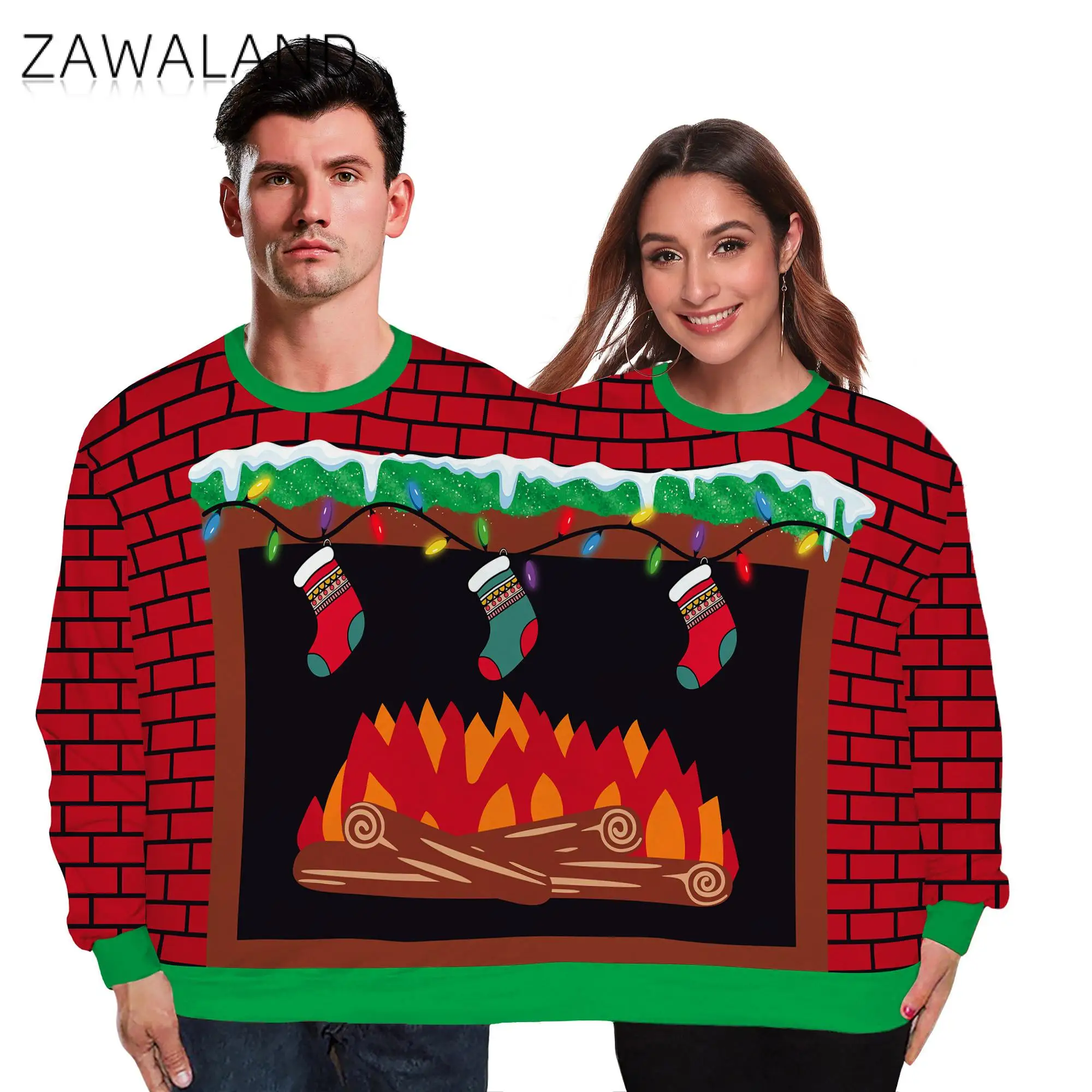 

ZAWALAND Couples Sweatshirt Christmas Costumes Two Person Pullover Fashion Two Person Sweatshirts Novelty Jumpsuit Hoodies