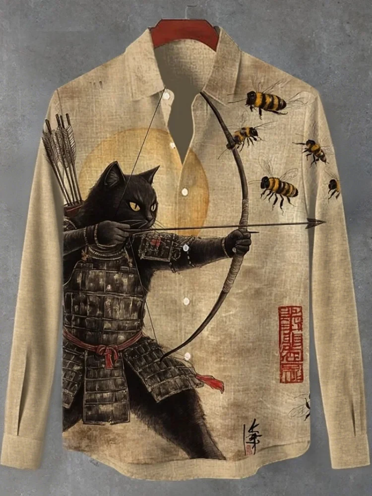 cat dress shirt Episodic Cat Catching the Moon Button Up Shirt