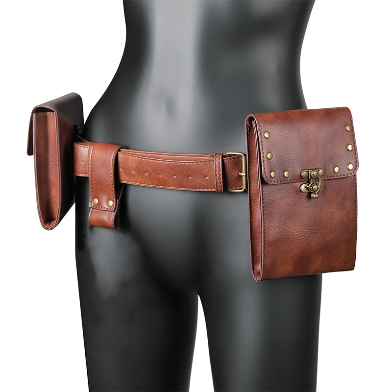 Medieval Renaissance Style Money Pouch Bag Belt PU Leather Coin Purse Waistbag Viking Knight Waist Belt Bag Pirate Larp Cosplay