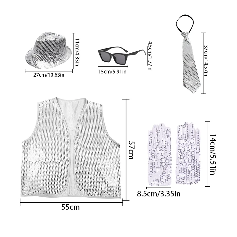 Costume da jazz PESENAR anni '70, perfetto per cosplay jazz, fotografia, feste a tema anni '70, Halloween e molte altri scenari.