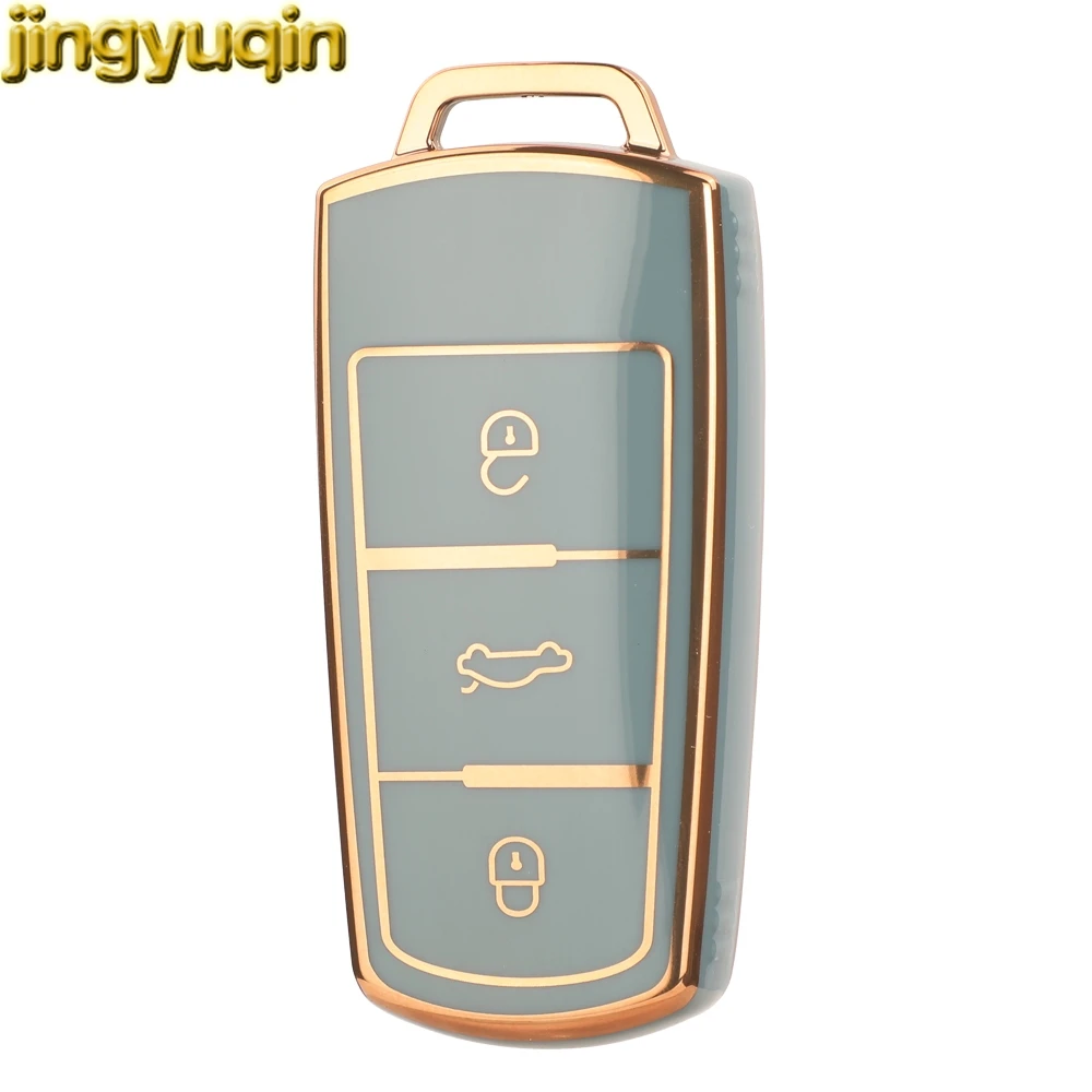 Jingyuqin TPU Flip Remote Car Key Case Cover dla VW VolksWagen B6 B7 3C Magotan Passat CC 3-przyciski