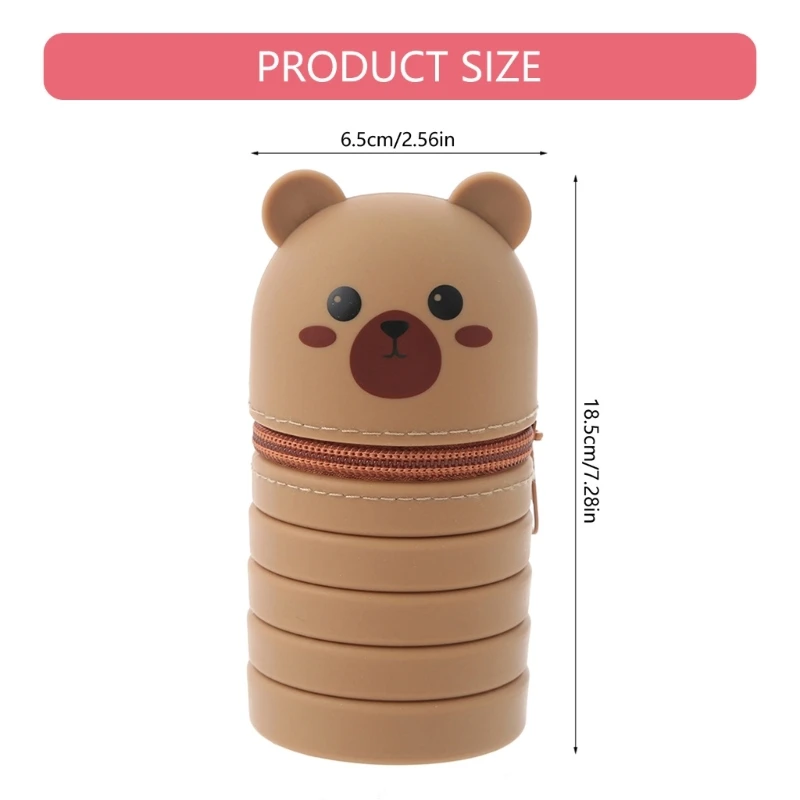 2 ชิ้นการ์ตูนปากกา เคส ขยายซิลิโคนปากกากระเป๋าซิปกระเป๋าดินสอยืดไสลด์