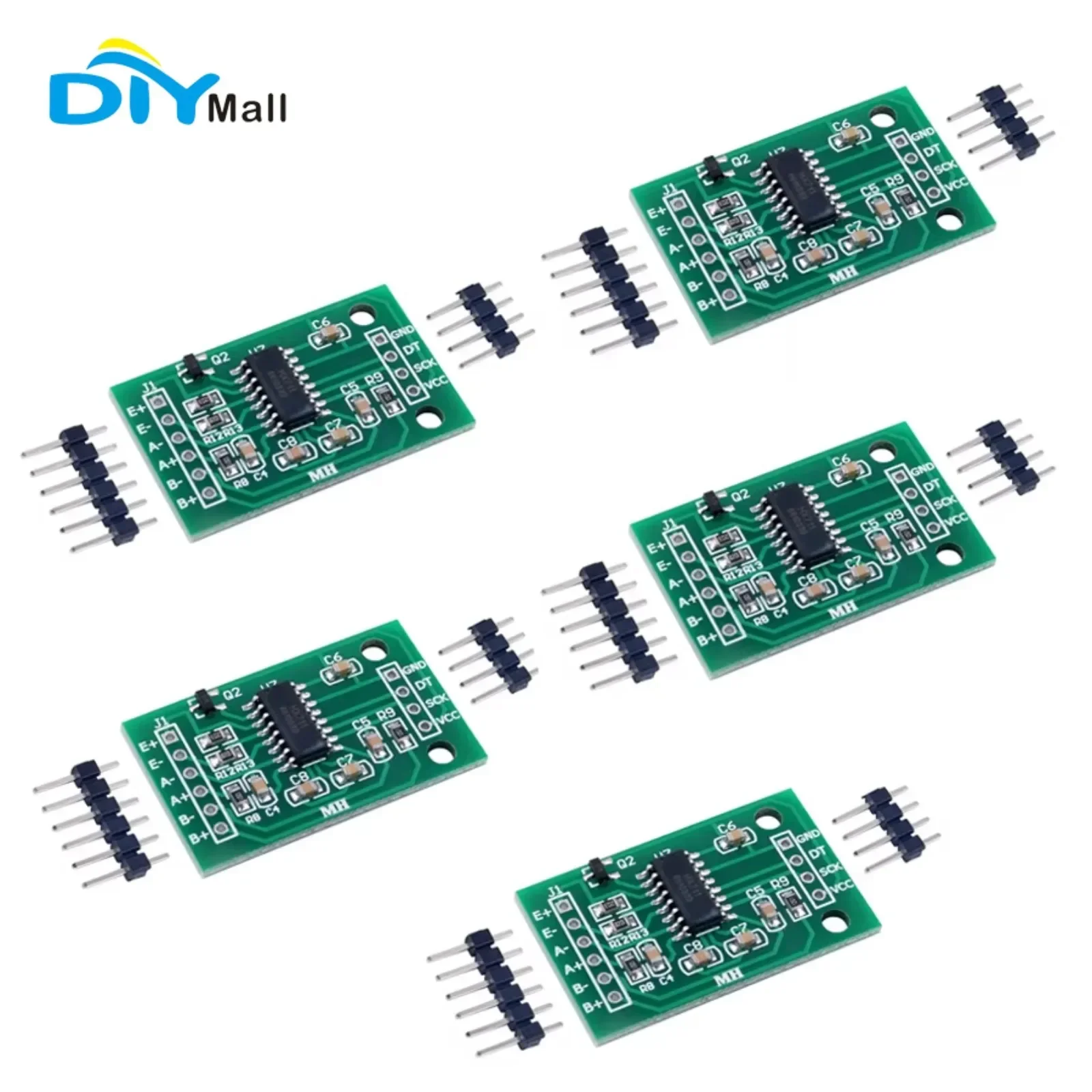 DIYmall HX711 Dual-Channel 24-Bit Precision Load Cell Amplifier Module Green PCB for Arduino