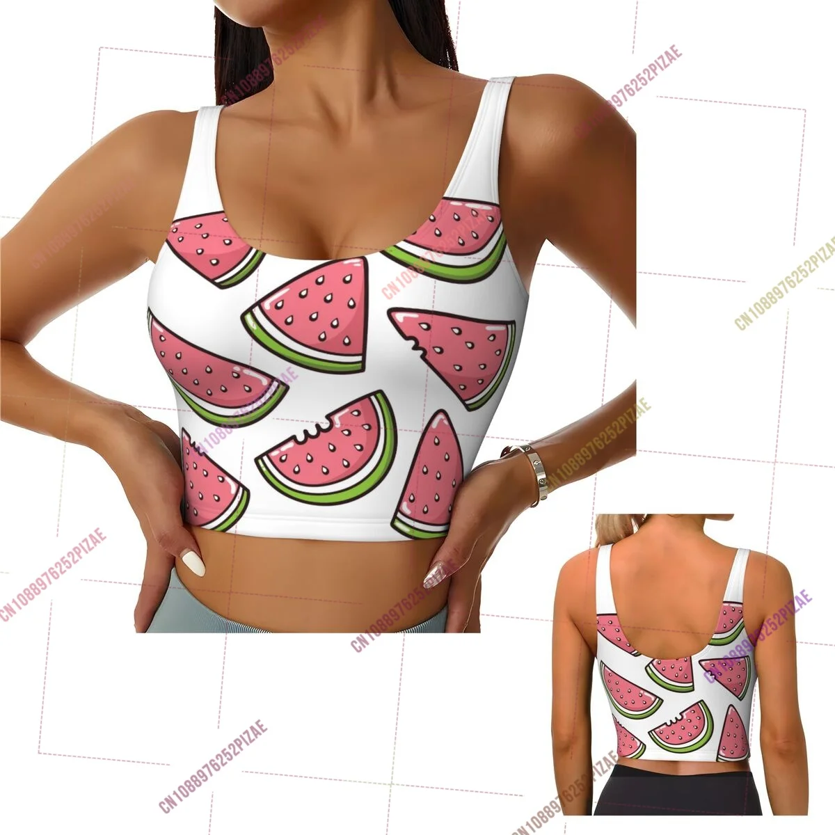 2026 Watermelon Women Sports Bra Crop Top Sports Vest Tank Top for Girl Lady Yoga Gym Running Fitness