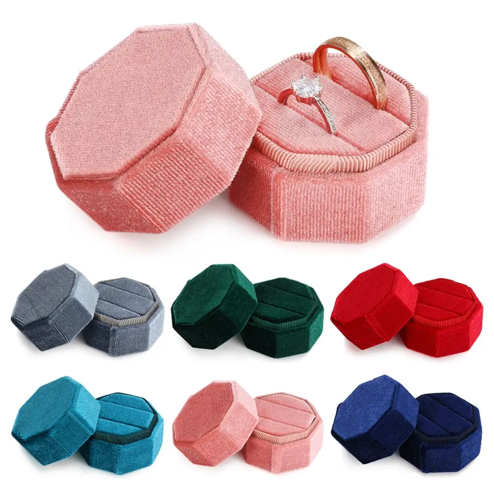 

Velvet Jewelry Box Ring Holder Gift Packaging Marriage Storage Organizer Earring Display Wedding Wholesale High Quality