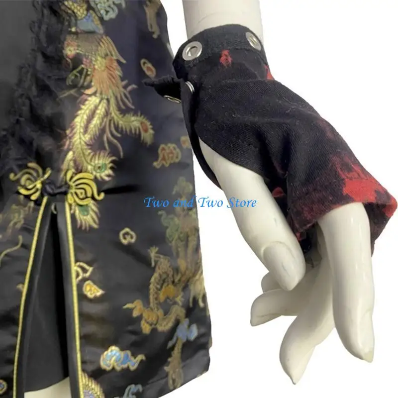 HX6F فاسق أصابع قفازات التعادل صبغ قفازات المعصم للجنسين المعصم دفئا قفازات لجميع القديسين تنكرات الحفلات الراقصة قفازات