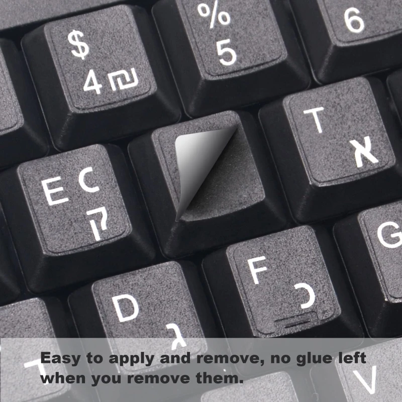 2PCS Keyboards Sticker Hebrew Letters Stickers Keyboard Alphabet 11x13mm Per Unit for Laptop Keypad Durable Matte PVC