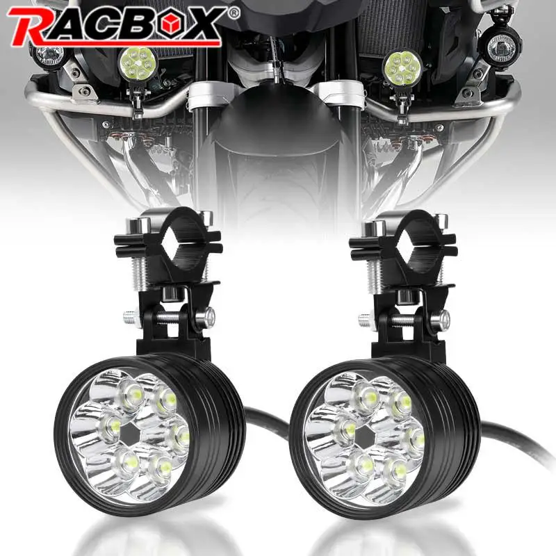 CNC Motorcycle LED Headlight Spotlight Flash 12V Hi-Lo fog Lamp Auxiliary Additional light for Motorbike offroad ATV SUV truck