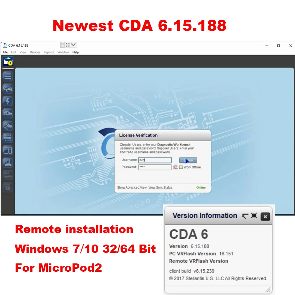 MicroPod 2 CDA6 CDA 6.15.188 MicroPod2 Scanner VIN EDITING for Chrysler for Dodge /Jeep Car Diagnostic Tool For Flash Downloder