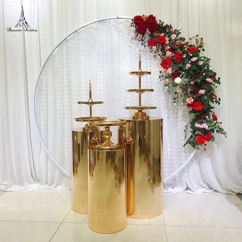 Hot Sale Plinth Pillar Metal Cake Stands Wedding Cake Stand Display Table Cylinder Pillar Stand for Party Event Decor